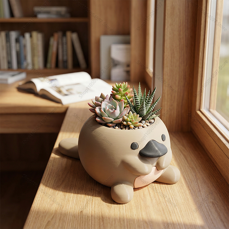 Plant Parent Pot - 귀여운 오리너구리 모양의 3D 프린팅 다육식물