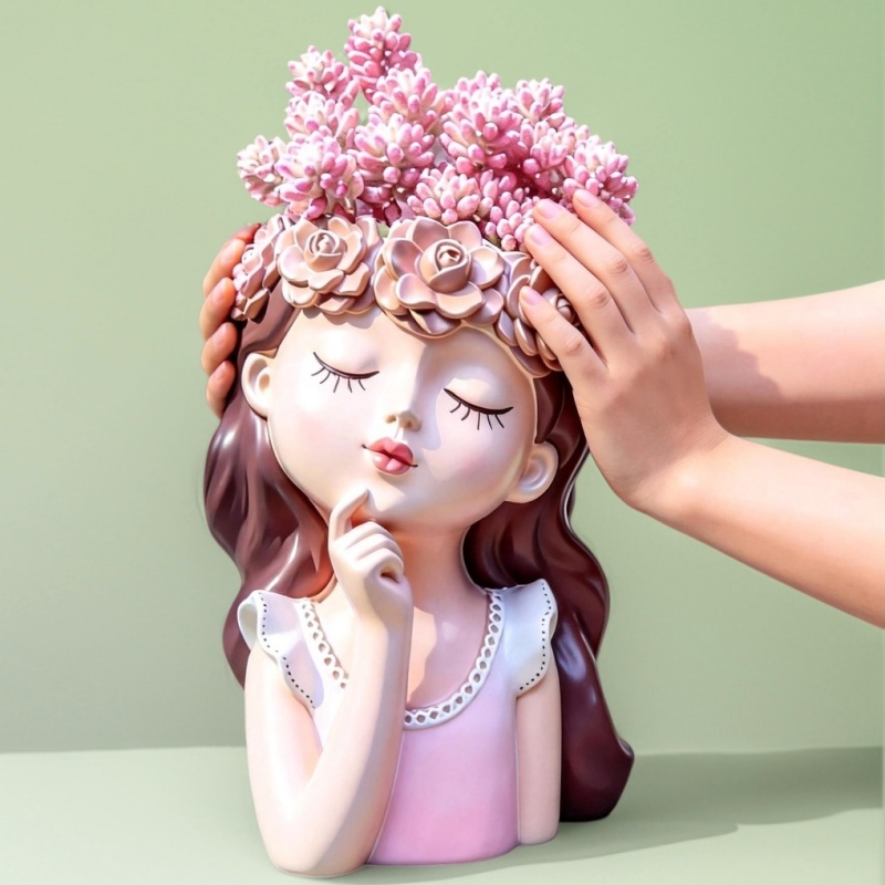 Cactus Mix Pot - 대형 요정 소녀 화분 실리콘 몰드,