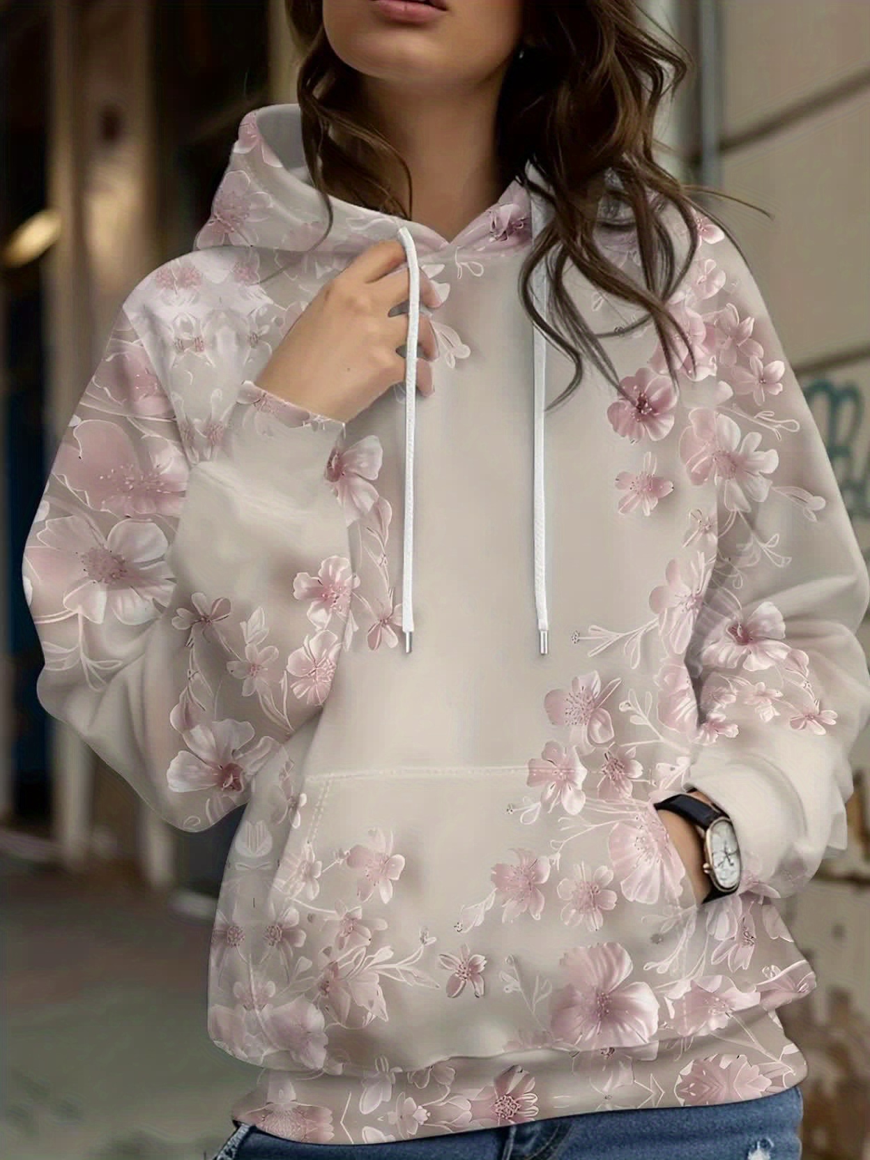 Plant Parent Hoodie - 캐주얼 프렌치 플라워 후드티 여성 가을