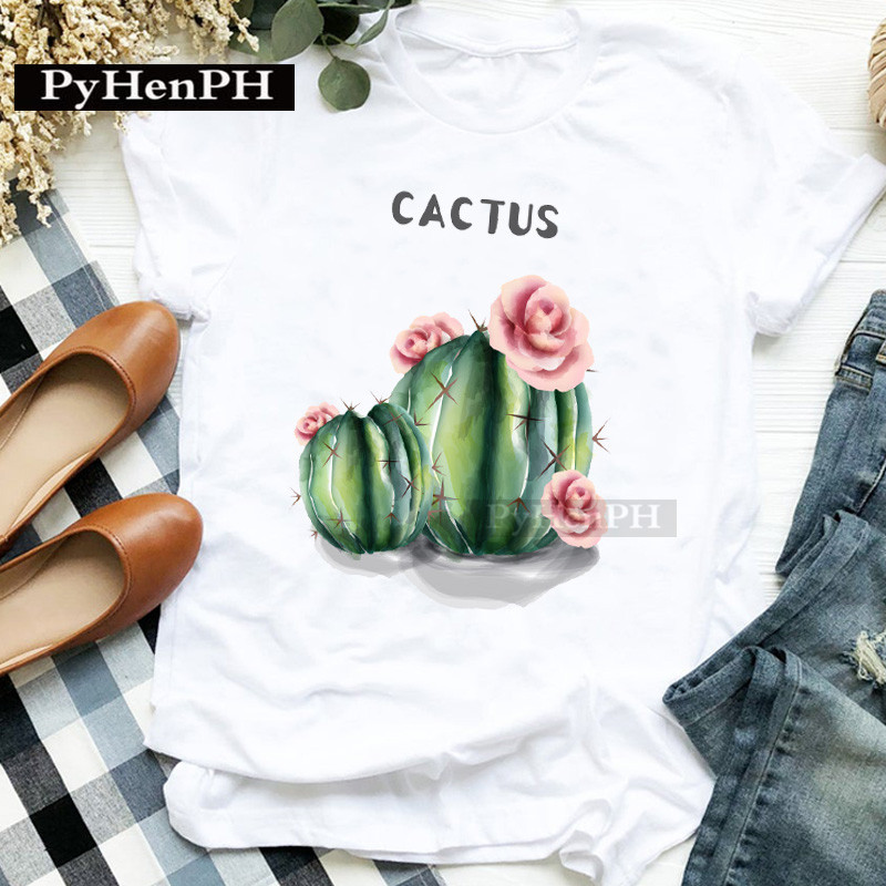 패션 여성용 개성있는 선인장 프린트 반팔 티셔츠 부모- - Parent Of Plant 리뷰 및 가격
