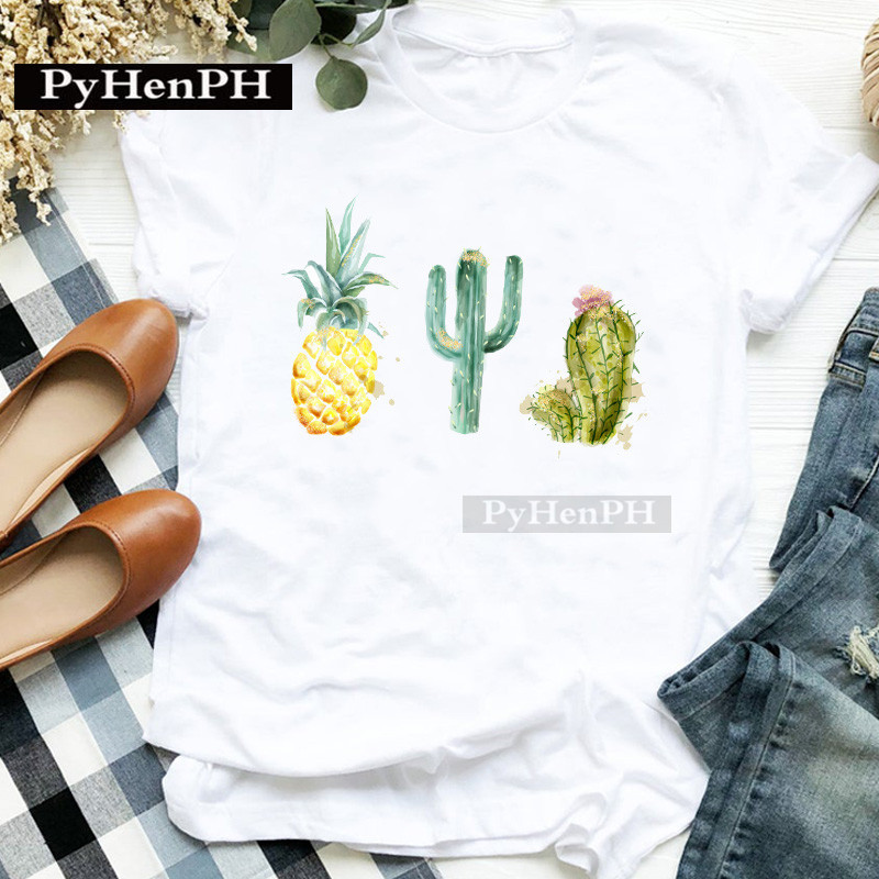패션 여성용 개성있는 선인장 프린트 반팔 티셔츠 부모- - Parent Of Plant 리뷰 및 가격