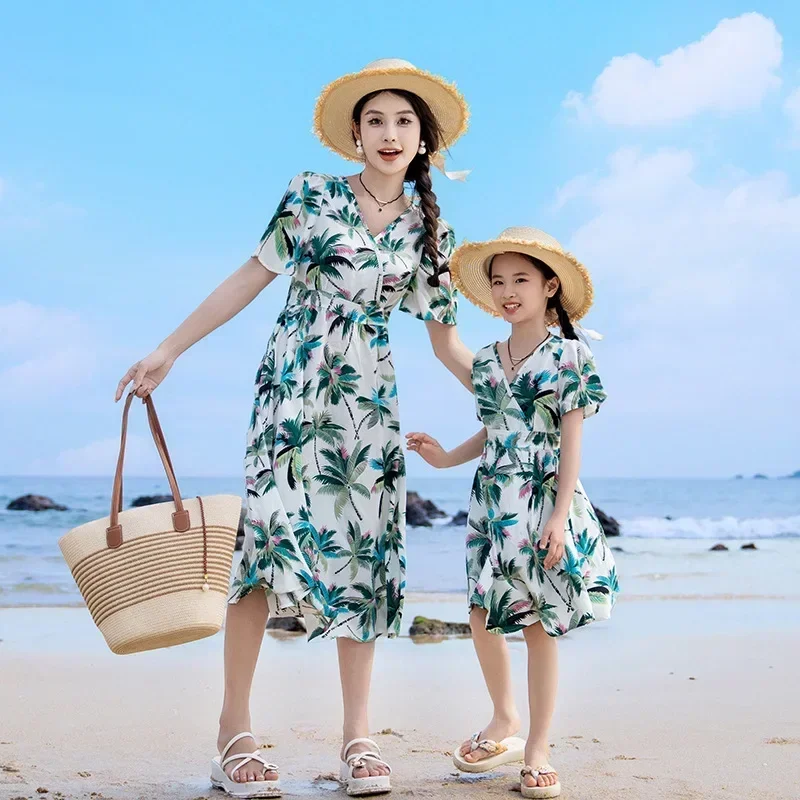 휴가 커플룩 부모-자녀 의류, 엄마 딸 원피스 아빠 아 - Parent Of Plant 리뷰 및 가격
