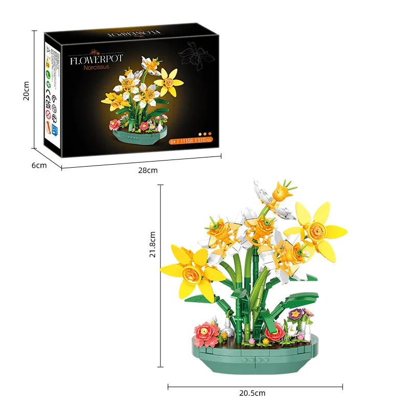 보존된 수선화 화분 장식과 시뮬레이션된 빌딩 블록이 있 - Plant Parent Pot 리뷰 및 가격